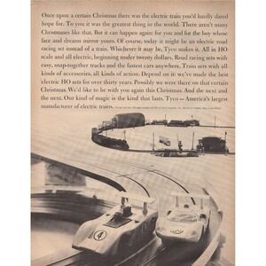 Tyco HO Electric Train Slot Car Road Racing Christmas Decor Print Ad 1970